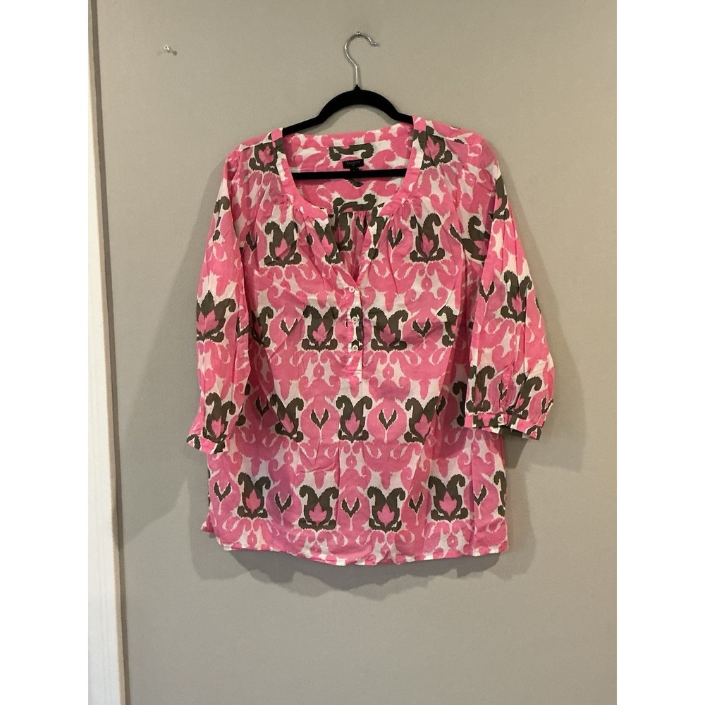 Talbots Womens Lightweight Pullover Blouse Summer Pink Size XL